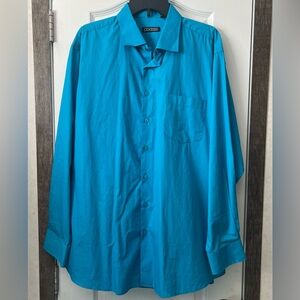 Luxton Men’s Button-Up Light Blue Long Sleeve XL 17/17.5 34-35 Fashion Fit Shirt